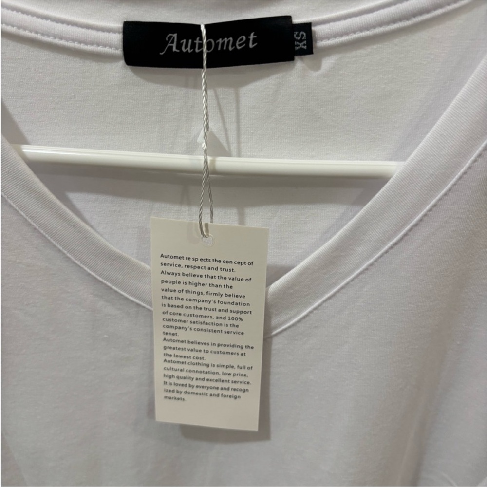 NWT White V-Neck Short Sleeve Basic Tee XS - Picture 4 of 4
